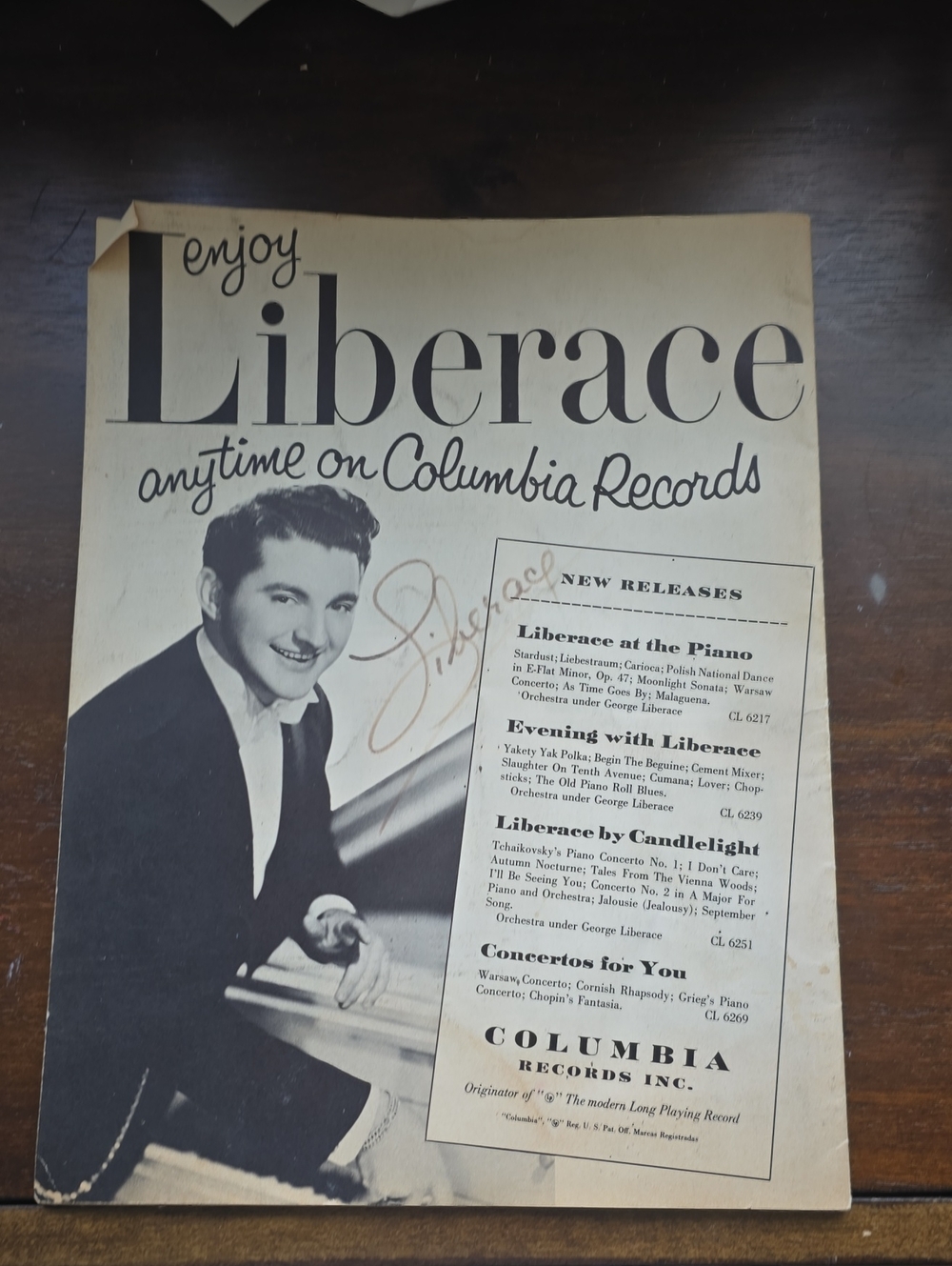 Liberace Vintage Promotional Poster - Black & Cream